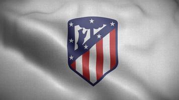 atletico madrid Spanien vit logotyp flagga slinga bakgrund 4k video