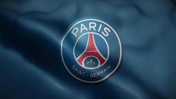 PSG Paris Saint Germain France Blue Logo Flag Loop Background 4K video