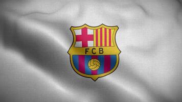 fc barcelona Spanien vit logotyp flagga slinga bakgrund 4k video