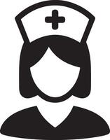 Black and white icon of a nurse. vector