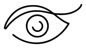 Hand drawn eye icon Leshmaker in simple doodle style. Open black eye with lines. Monochrome design sense organs vector