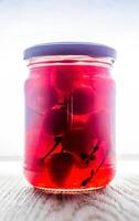 Canned maraschino cherry photo