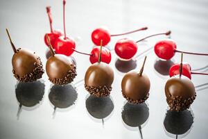 Chocolate and cocktail cherries photo