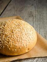 Sesame bun close up photo