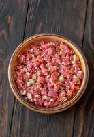 Beef steak tartare photo