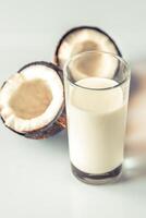 Glass of coconut milk photo