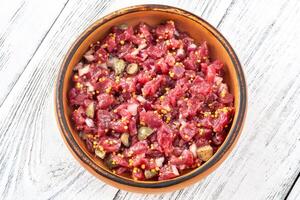 Beef steak tartare photo