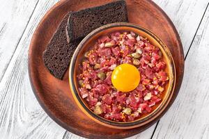 Beef steak tartare photo