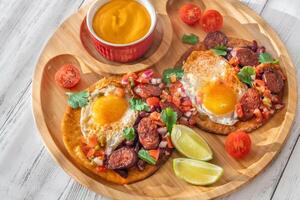 Chorizo and egg tostadas photo