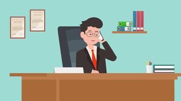 Businessman Talking On The Phone 2D Animation video