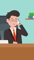 Businessman Talking On The Phone On Vertical 2D Animation video