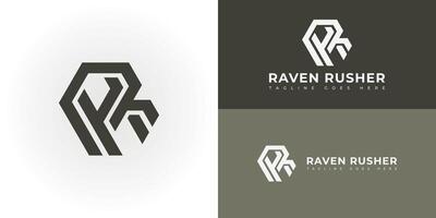 Abstract initial hexagon letter R or RR logo in deep green colors isolated on multiple background colors. The logo is suitable for property and real estate company logo icons to design inspiration vector