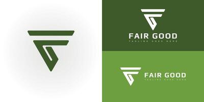 Abstract initial triangle letter FG or GF logo in green color isolated on multiple green and white background colors. The logo is suitable for golf shaft fitting company logo icons to design template vector