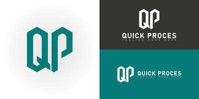Abstract initial hexagon letter QP or PQ logo in green colors isolated on multiple background colors. The logo is suitable for Cannabidiol company logo icons to design inspiration templates. vector