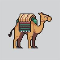 píxel Arte ilustración camello desierto. pixelado camello. Desierto camello animal pixelado para el píxel Arte juego y icono para sitio web y juego. antiguo colegio retro vector