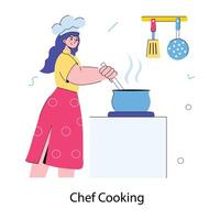 Trendy Chef Cooking vector