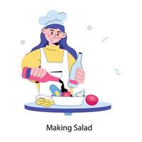 Trendy Making Salad vector