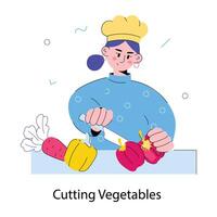 Trendy Cutting Vegetables vector