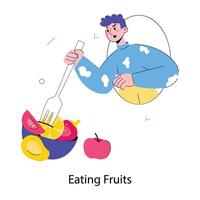 Trendy Eating Fruits vector