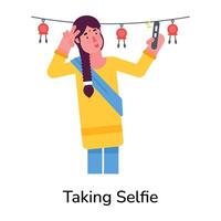 Trendy Taking Selfie vector