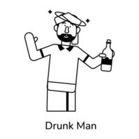 Trendy Drunk Man vector