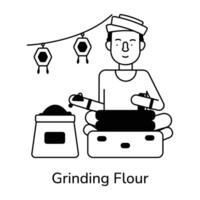 Trendy Grinding Flour vector