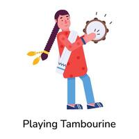 Trendy Playing Tambourine vector