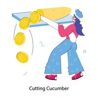 Trendy Cutting Cucumber vector