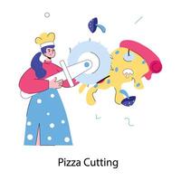 Trendy Pizza Cutting vector