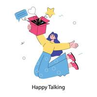 Trendy Happy Talking vector