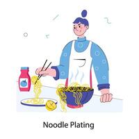 Trendy Noodle Plating vector