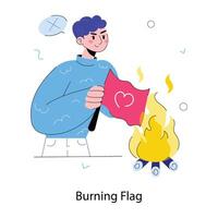 Trendy Burning Flag vector