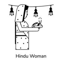 de moda hindú mujer vector