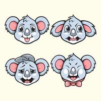 cartoon koala heads with different expressions vector