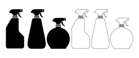 spray bottle flat icon set isolated on white background vector