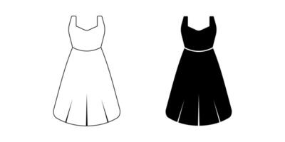 outline silhouette dress icon set isolated on white background vector