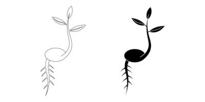 outline silhouette sprout icon set isolated on white background vector