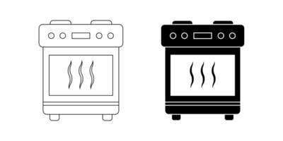 estufa horno icono conjunto aislado en blanco antecedentes vector