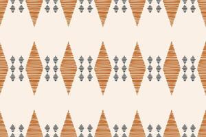 Traditional Ethnic ikat motif fabric pattern background geometric .African Ikat embroidery Ethnic pattern brown cream background wallpaper. Abstract,,illustration.Texture,frame,decoration. vector