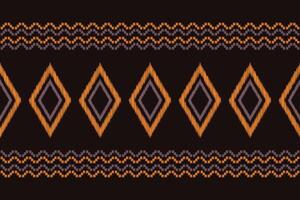 Traditional Ethnic ikat motif fabric pattern background geometric .African Ikat embroidery Ethnic oriental pattern brown background wallpaper. Abstract,,illustration.Texture,frame,decoration. vector