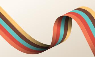 3d retro colorful wavy ribbon background vector