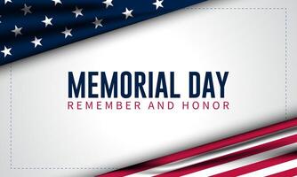 Memorial day background design with remember and honor text vector