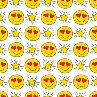 Seamless pattern with love emoticons and stars vector