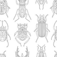 Seamless pattern with contour insects. black and white surface pattern. Design for fashion textile print, wrapping vector