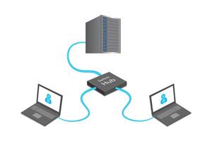 lan red 3d diagrama ilustración. Internet concepto. vector