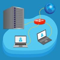 LAN Network 3d Diagram Illustration. vector