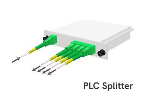 PLC Splitter 1-4 with connector SC APC. Passive optical network. Fiber optic splitter single mode. vector