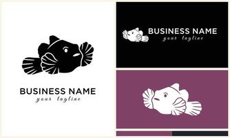 silhouette fish logo template vector