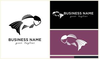 silhouette fish logo template vector