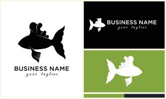 silhouette fish logo template vector